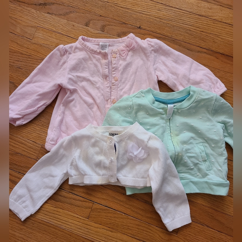 bundle of baby girl cardigans 0-9m